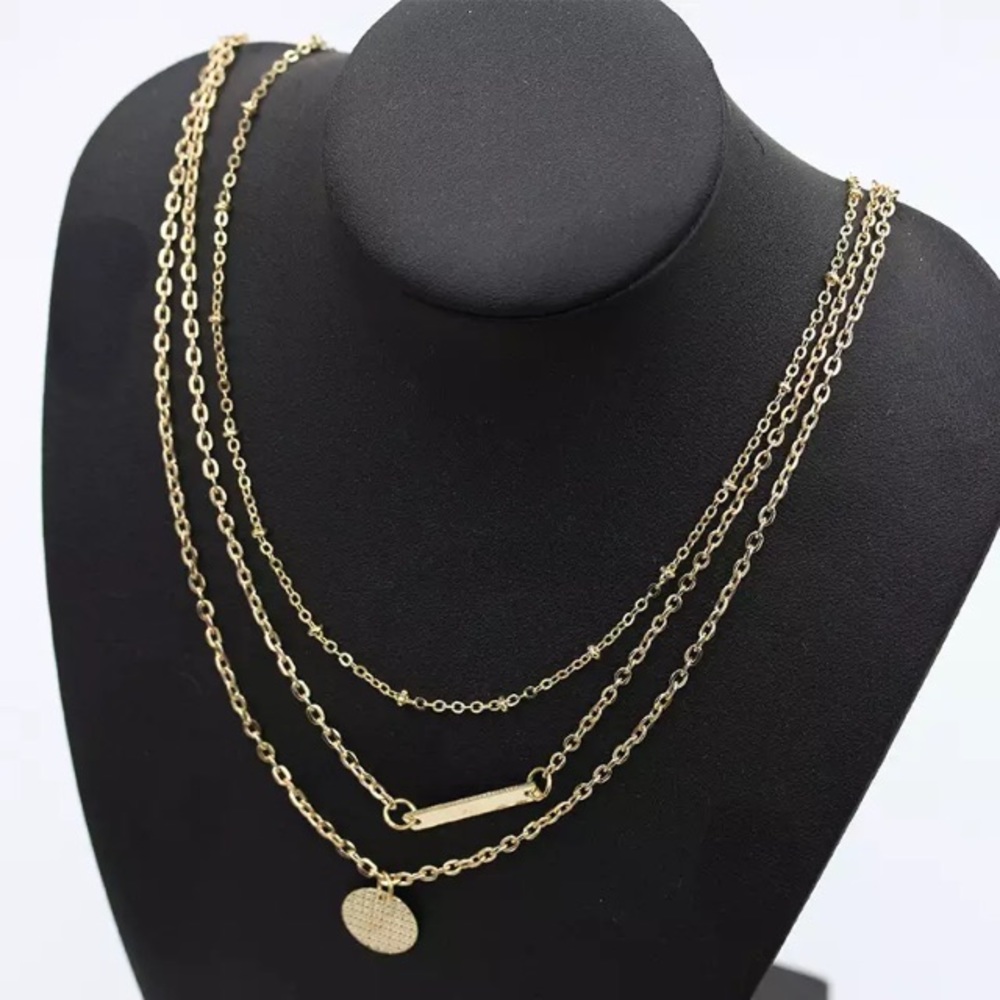 Delicate Gold Bar Layered Necklace - Picture 4 of 6